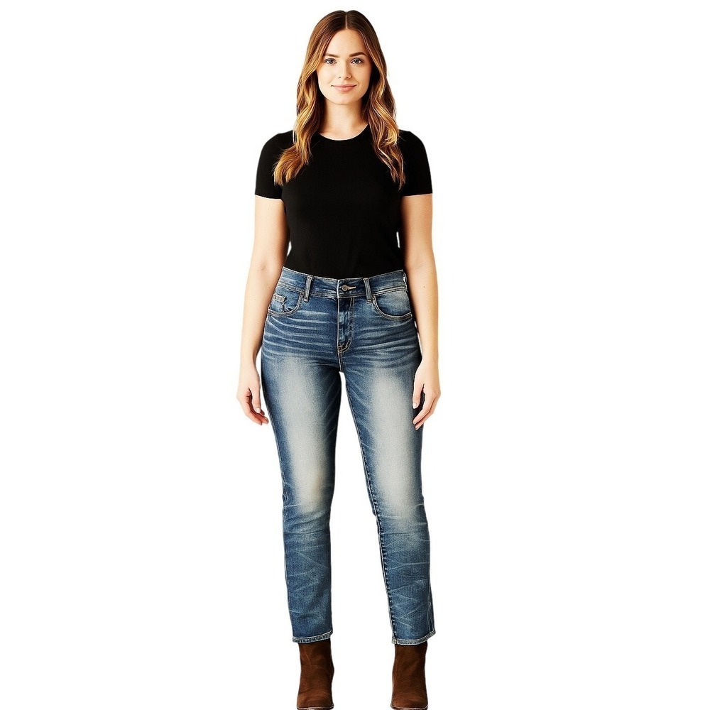 Buckle Black Curvy Straight Jeans Size 29x32 Medium Wash Stretch Denim